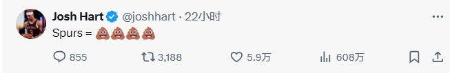  热刺3-6利物浦！NBA球员约什-哈特吐槽：热刺=