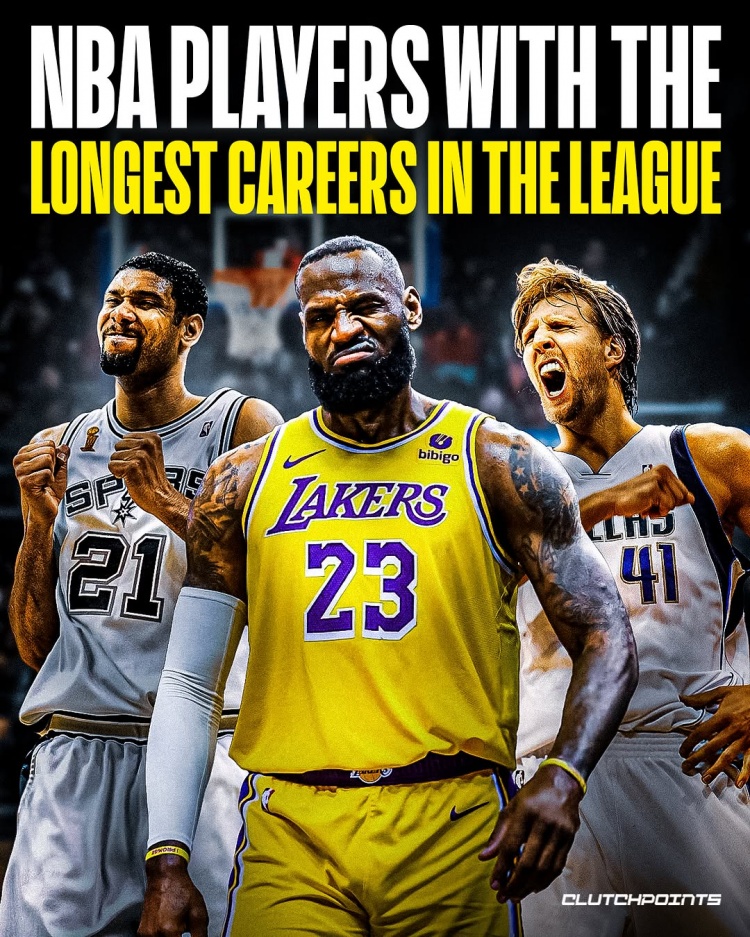  NBA历史效力年限：詹姆斯卡特22年历史唯二 科比保罗20年仅第三