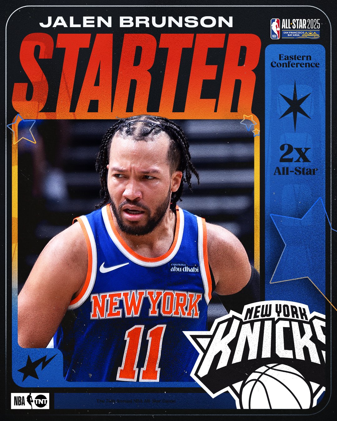  布伦森入选2025NBA全明星东部首发 生涯第二次入选全明星